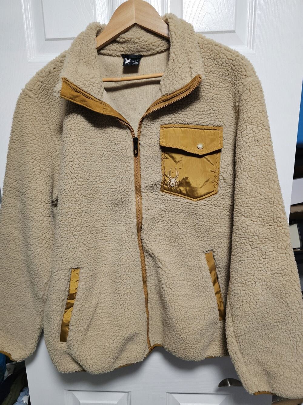 Spyder Men's Teddy Sherpa Full Zip Jacket Carmel Brown • Large